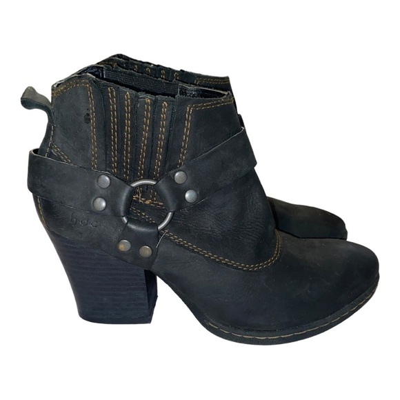 boc Shoes - Boc black suede leather moto harness stacked chunky heel ankle boots booties